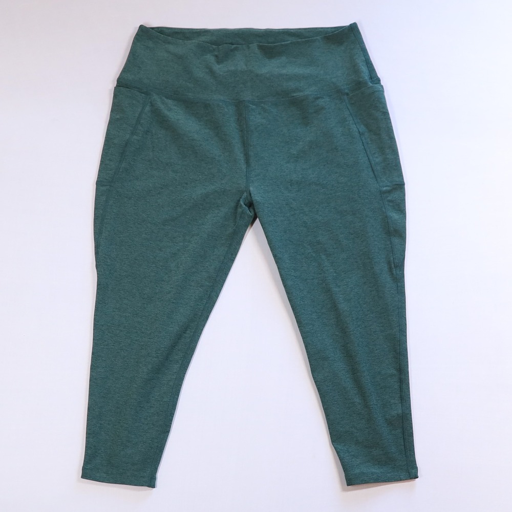 Beyond Yoga Leggings Women 3X Green Spacedye High Waisted Cropped Active Pockets